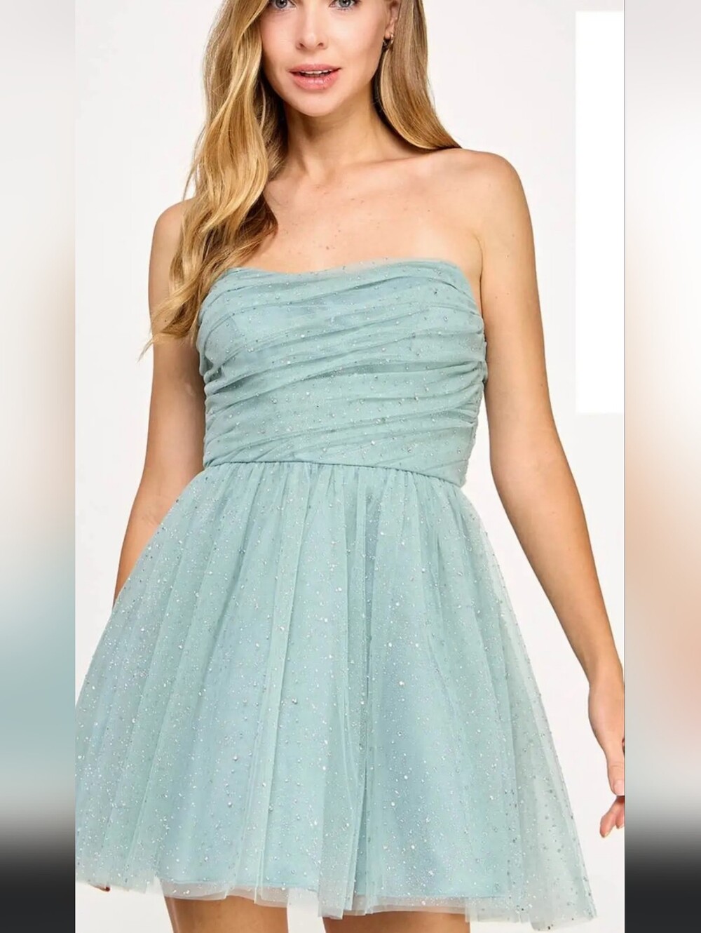 Seni & Cade Party Blue Dress In Seagreen Color
